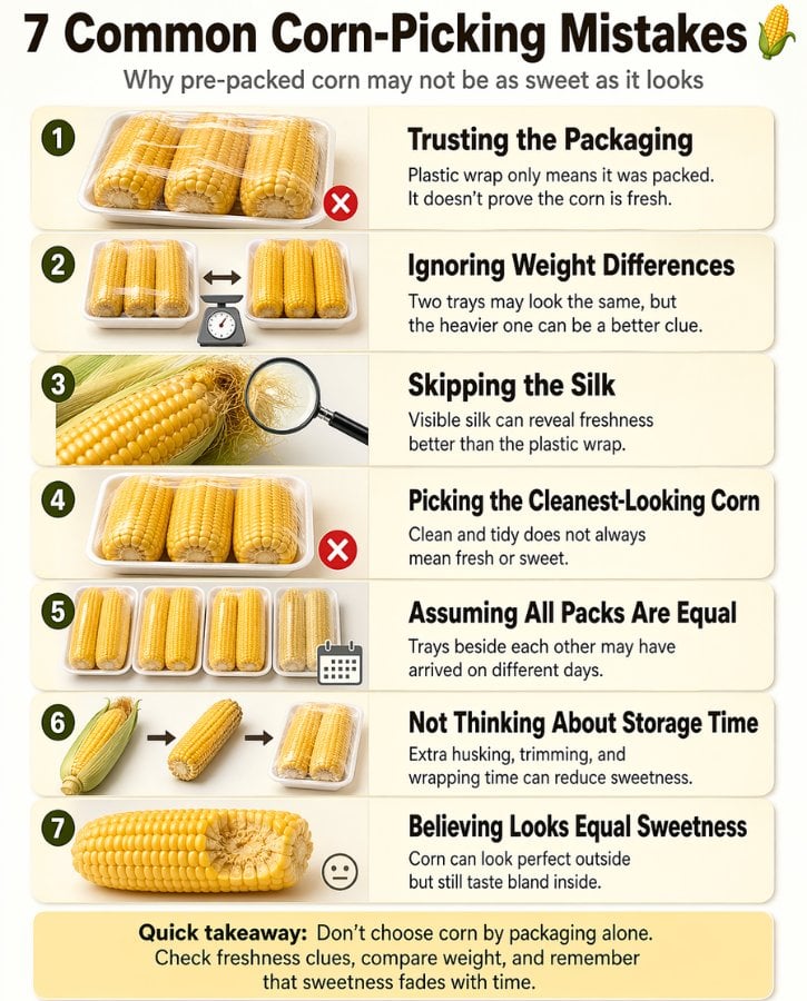 Sweet Corn Picking Mistakes Infographic