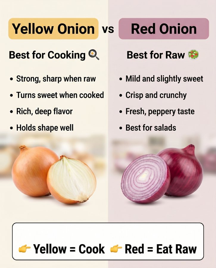 Yellow Vs Red Onion Comparison
