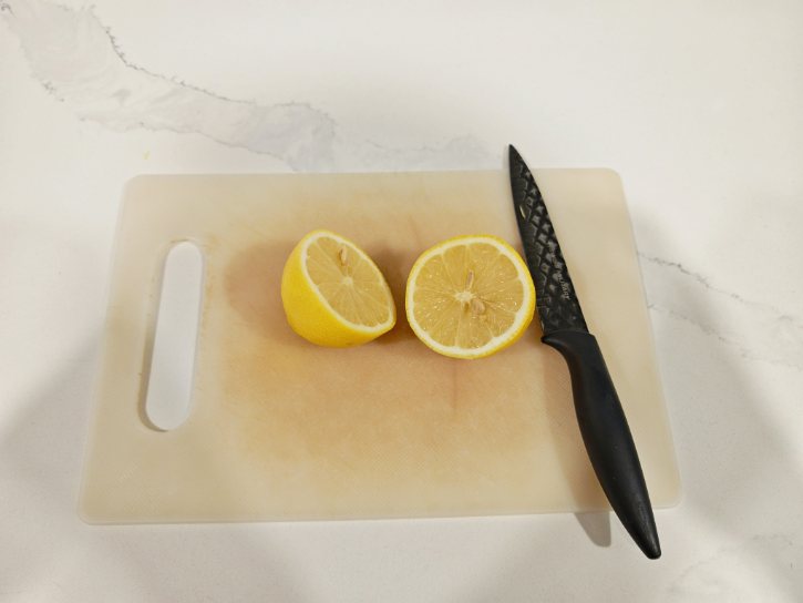 Cut Lemon Showing Thick Peel