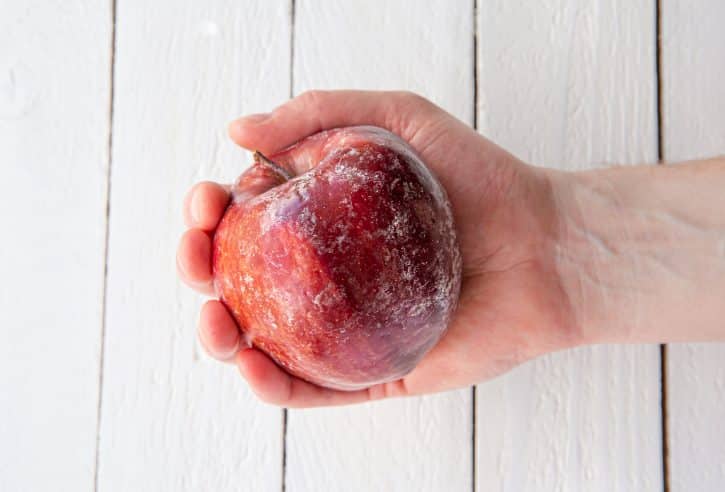 Apple With White Wax Coating