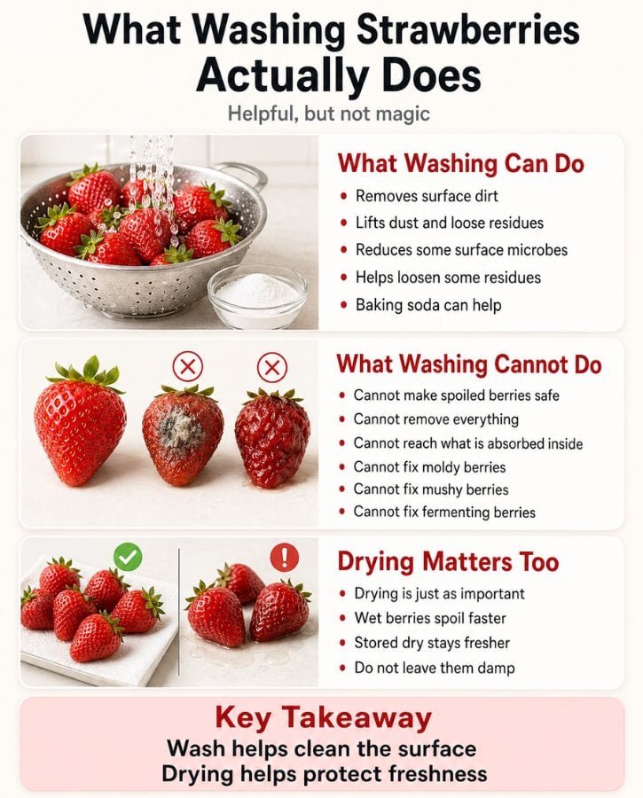 What Washing Strawberries Actually Does