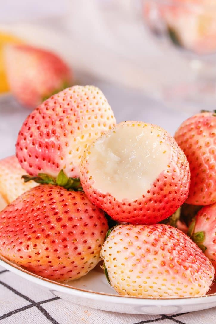 White Strawberries With Pale Pink