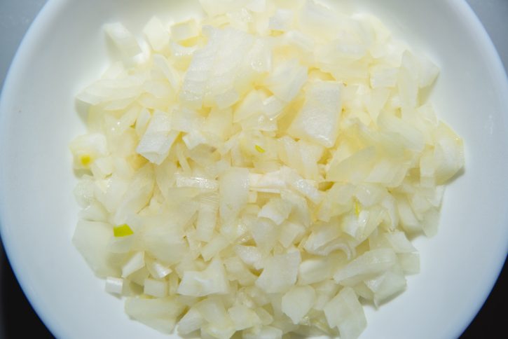 Chopped Yellow Onions In Bowl