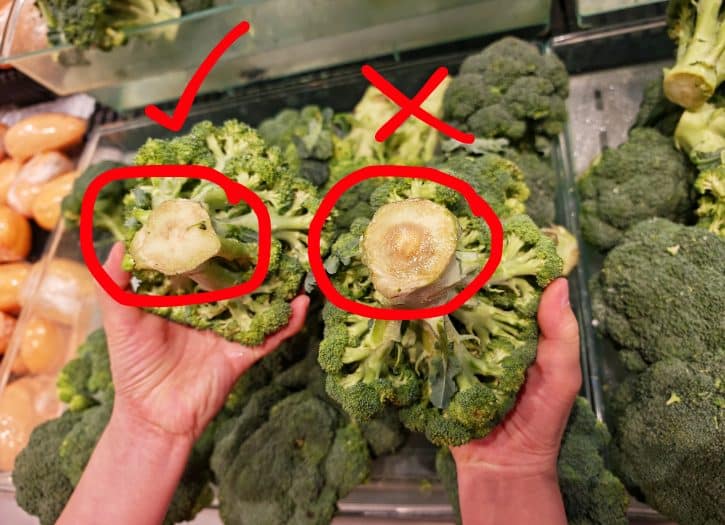 Fresh Vs Discolored Broccoli Stem Ends
