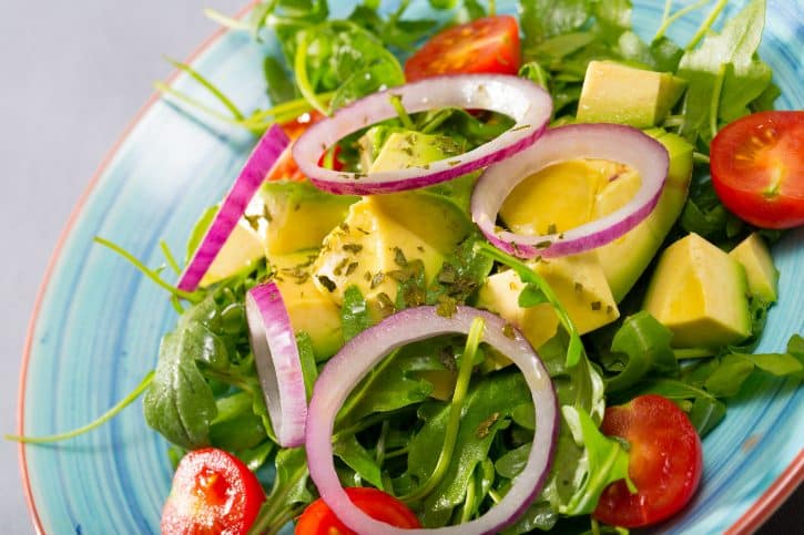 Fresh Salad With Red Onion Rings