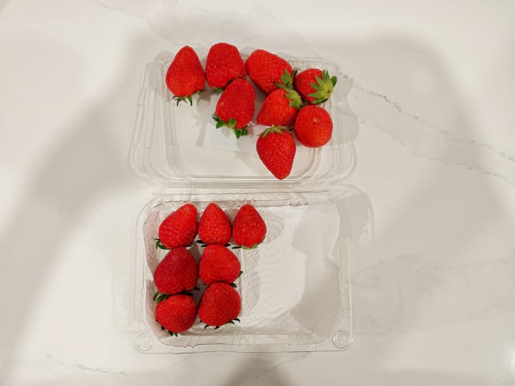 Strawberries On Paper Towel Container
