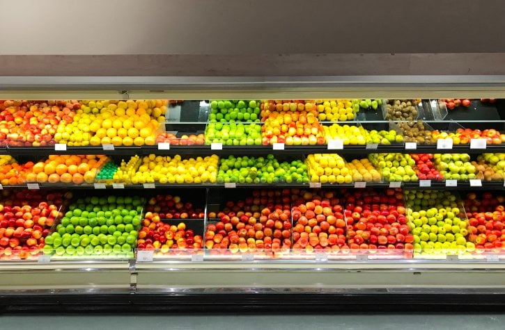 Supermarket Apple Display Shelves
