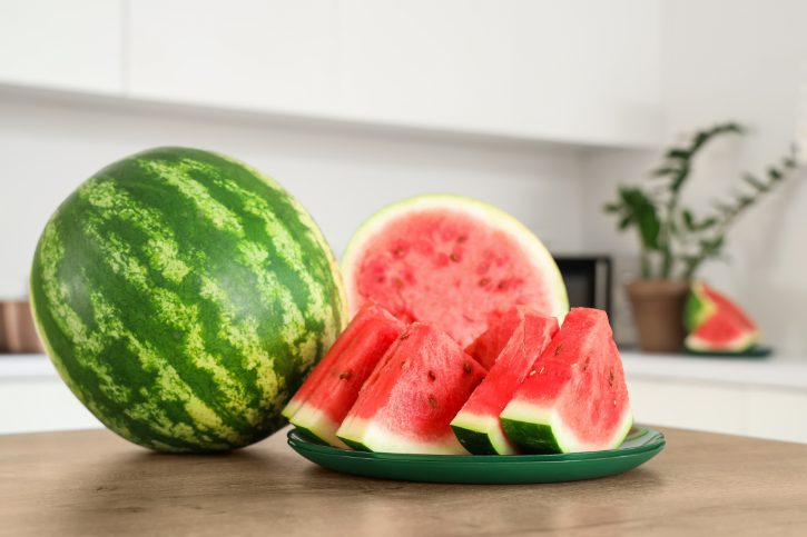 Red Watermelon Slices On Plate