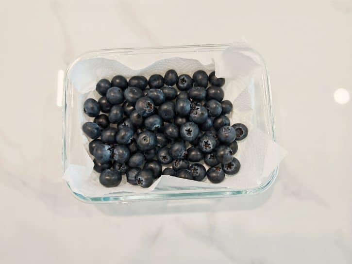 Stored Blueberries in Glass Container