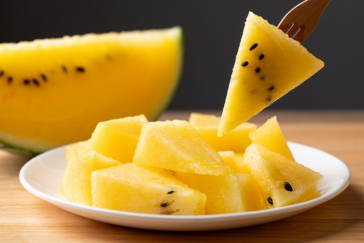 Yellow Watermelon Pieces On Plate